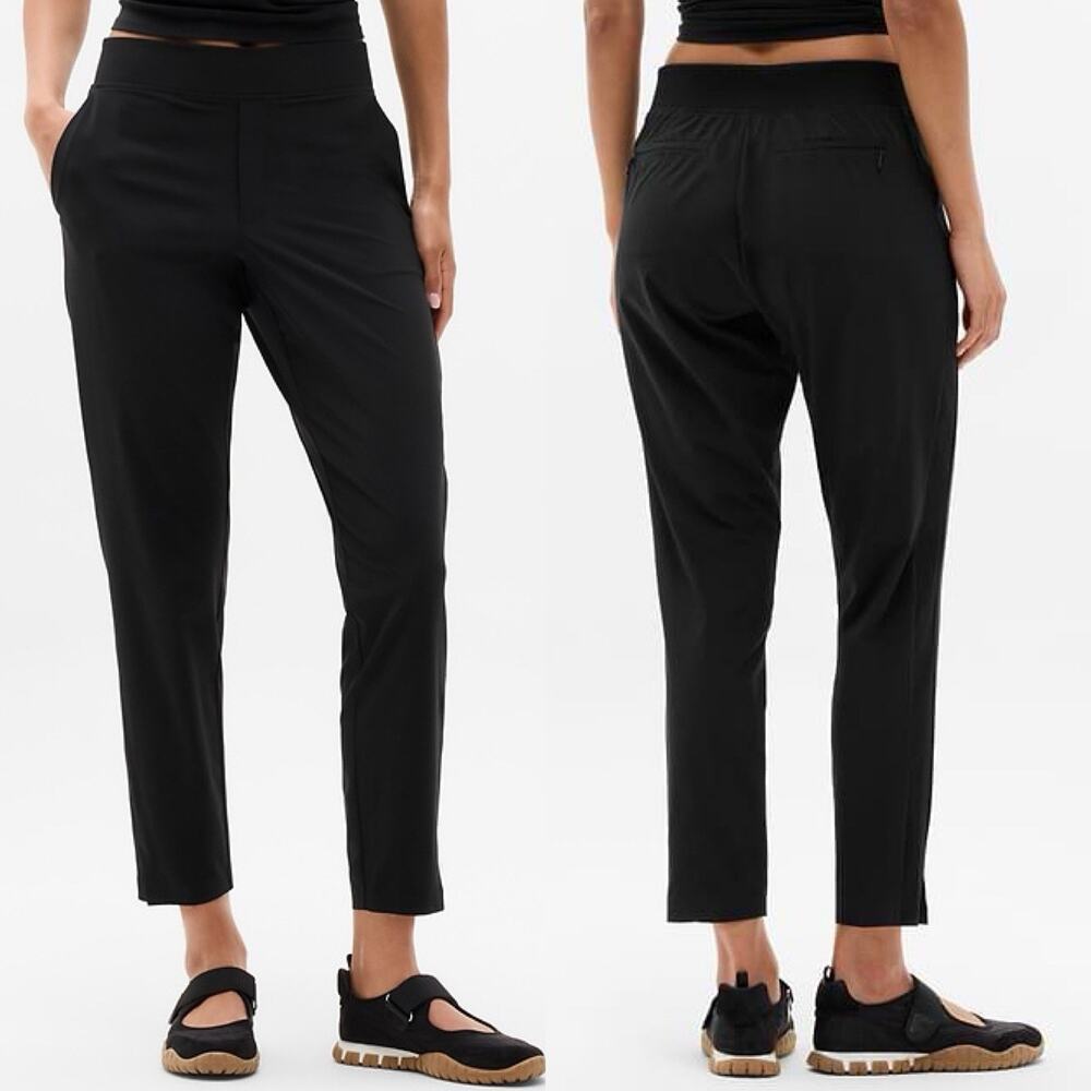 Athleta Brooklyn Mid Rise Ankle Pants Womens 10T Tall Black Pull On Stretch